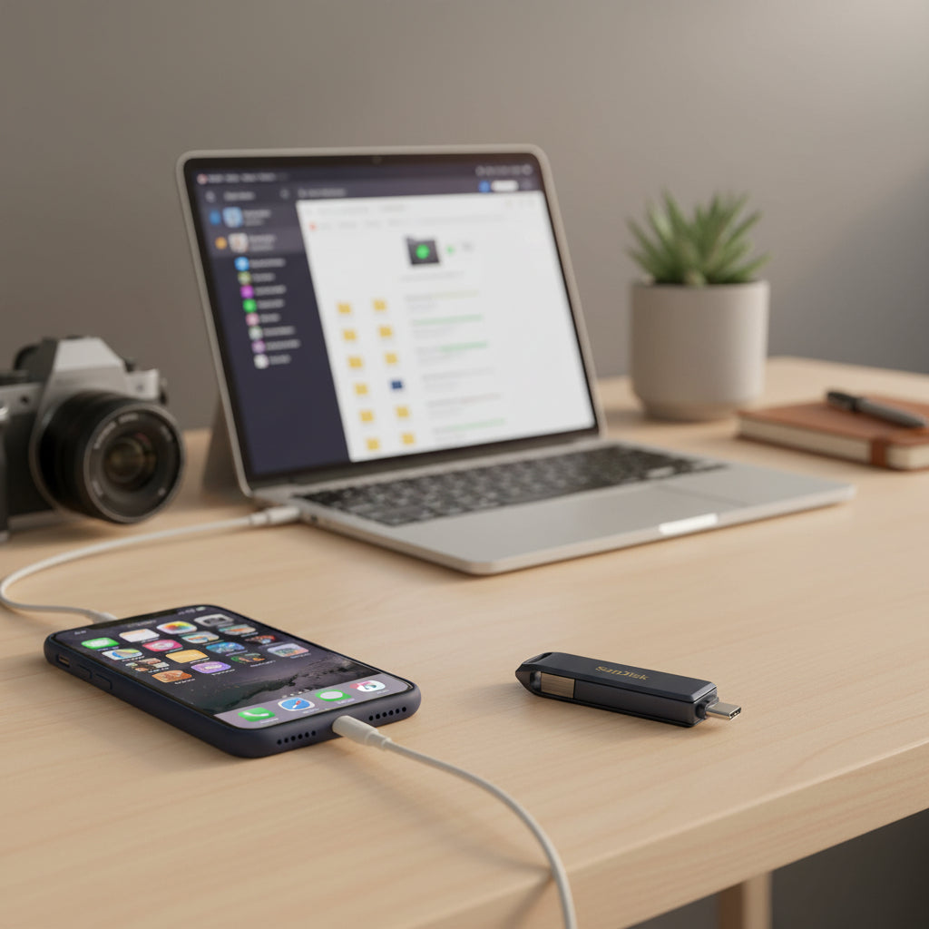 SanDisk Phone Drive for iPhone Lightning flash drive close-up