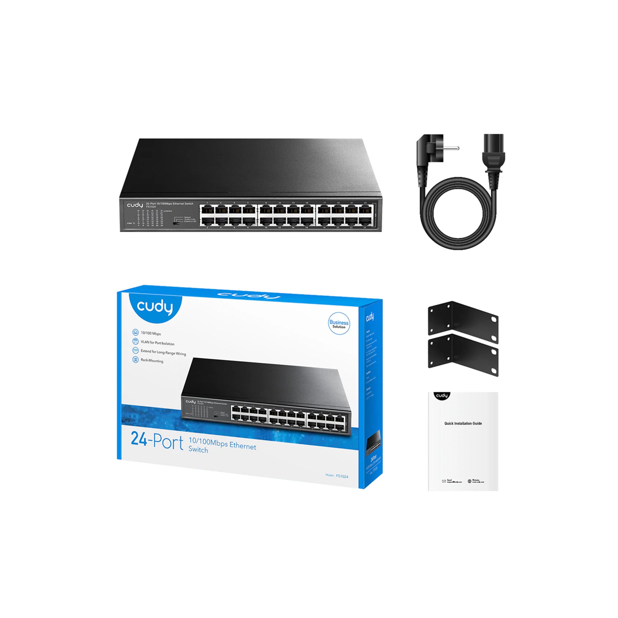 CUDY FS1024 24-Port 10/100 Mbps Ethernet Switch – Rackmount Fast Ethernet LAN Switch for Office, CCTV & Network Expansion