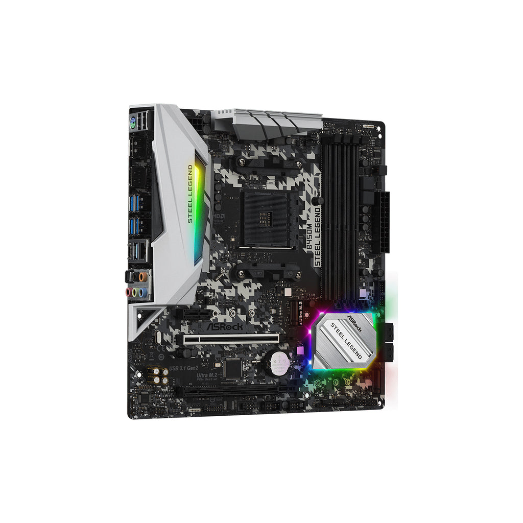 ASRock B450M Steel Legend Micro-ATX Motherboard AMD AM4 DDR4 PCIe 3.0 Gaming PC Board