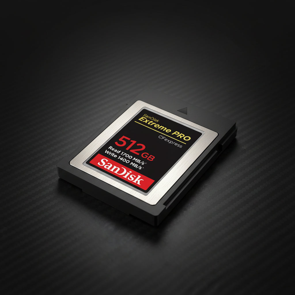 SanDisk Extreme Pro CFexpress Type B memory card for 8K RAW video.

64GB 128GB 256GB 512GB