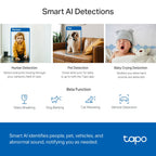 Tapo C220 Pan/Tilt AI Home Security Wi-Fi Camera – 2K 4MP Smart Indoor Camera with 360° Coverage, AI Detection, Motion Tracking & Night Vision