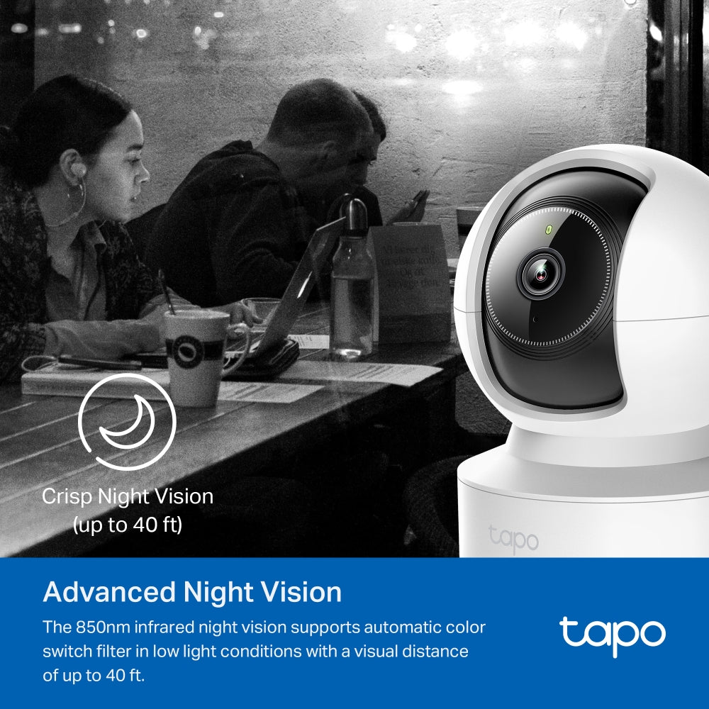 Tapo C222 Pan/Tilt AI Home Security Wi-Fi Camera – 2K 4MP Smart Indoor Camera with 360° Coverage, AI Detection, Motion Tracking & Color Night Vision