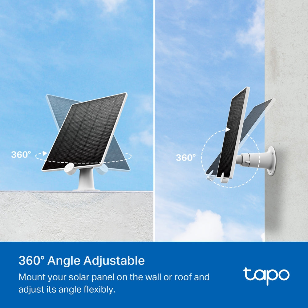 Tapo A200 Solar Panel – 4.5W Non-Stop Solar Charging for Tapo Battery Cameras with 360° Adjustable Mount & IP65 Weatherproof Design