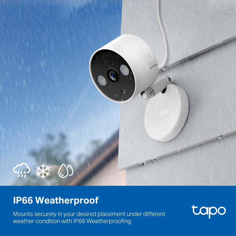 Tapo C120 Indoor/Outdoor Home Security Wi-Fi Camera – 2K QHD Smart Camera with Color Night Vision, AI Detection, IP66 Weatherproof Design & Two-Way Audio
