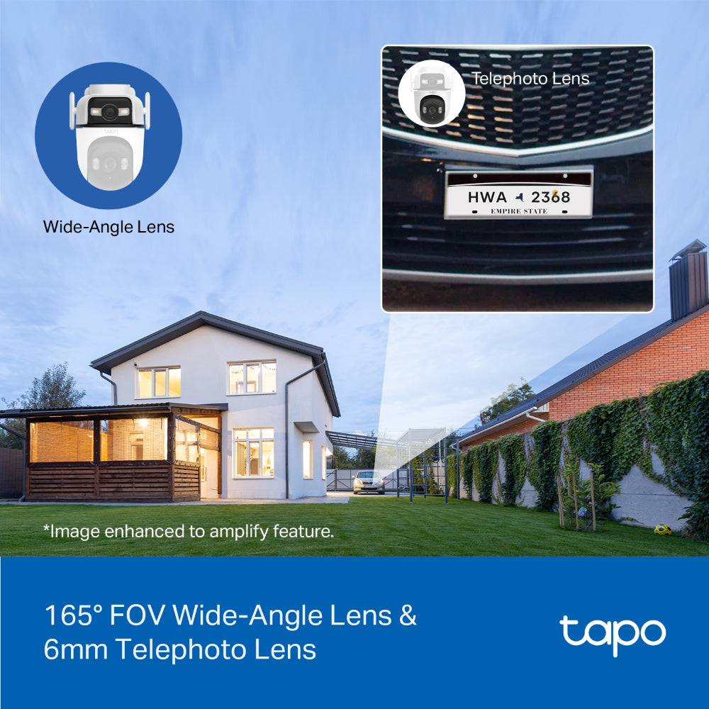 Tapo C545D Outdoor Dual-Lens Pan/Tilt Security Camera – 2K Smart Wi-Fi Camera with AI Tracking & Dual View Monitoring