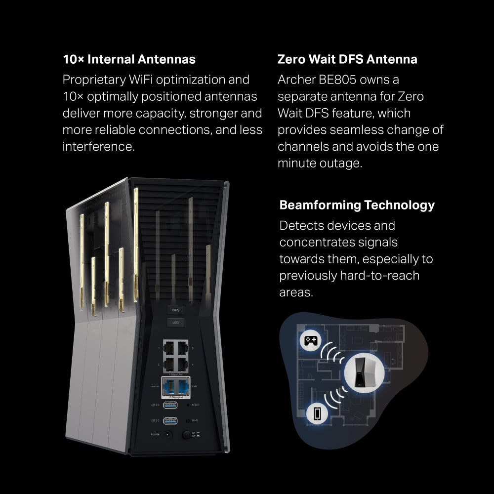 TP-Link Archer BE805 BE19000 Tri-Band Wi-Fi 7 Router
