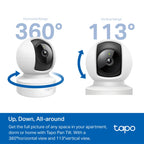 Tapo C202 Pan/Tilt Home Security Camera – WiFi Indoor Surveillance Camera with Motion Tracking & App Control