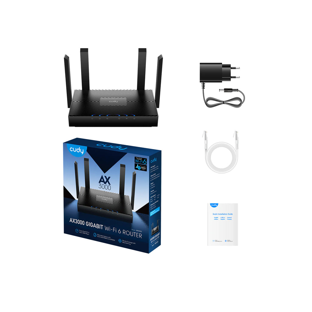 CUDY WR3000 AX3000 Gigabit Mesh Wi-Fi 6 Router – Dual Band High-Speed WiFi 6 Router with 4× Gigabit Ports & Mesh Support