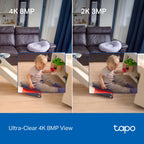 Tapo C260 Pan/Tilt AI Home Security Wi-Fi Camera – 4K 8MP Smart Indoor Camera with Face Recognition, 360° Coverage, Color Night Vision & Privacy Mode