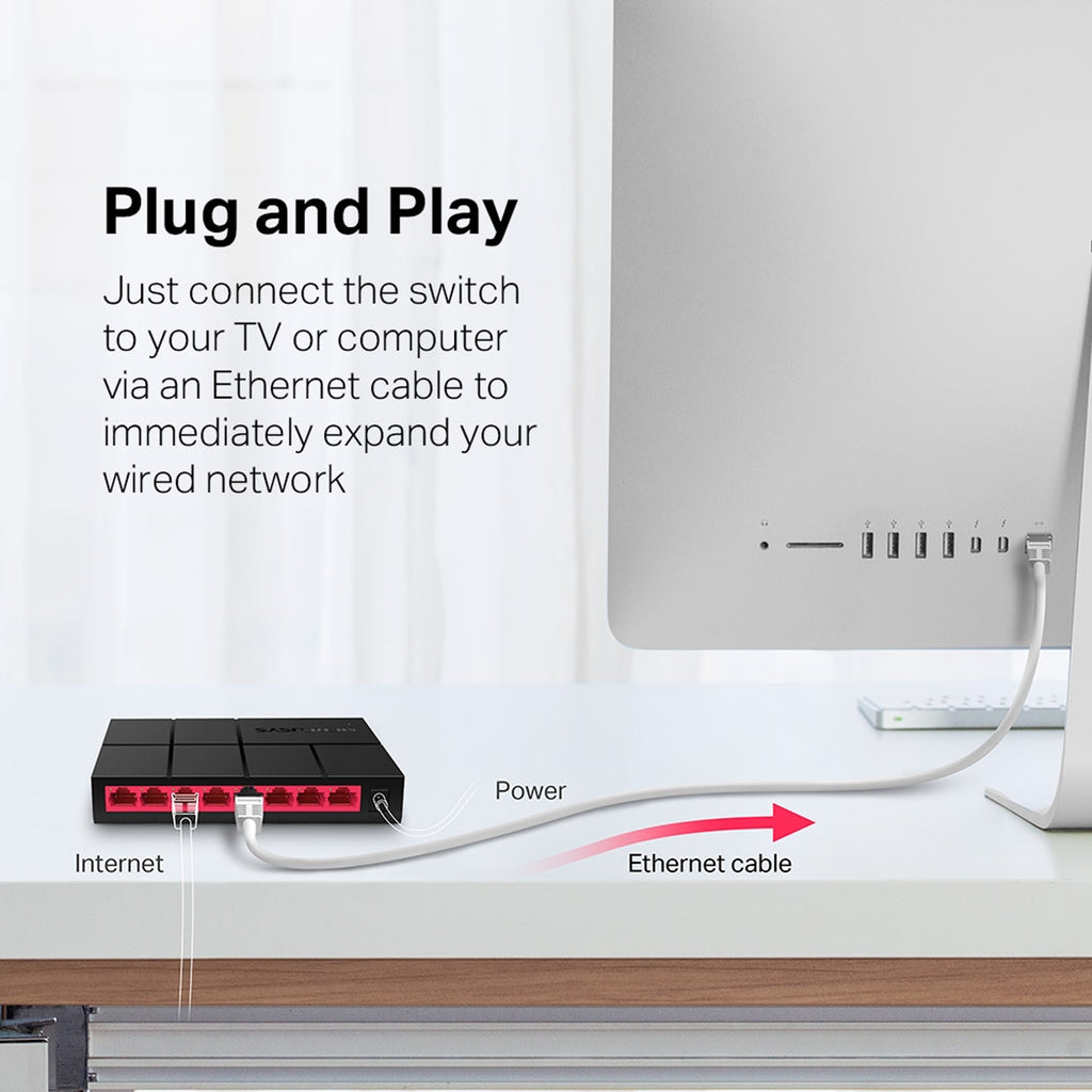 Mercusys MS108G 8-Port 10/100/1,000 Mbps Desktop Switch