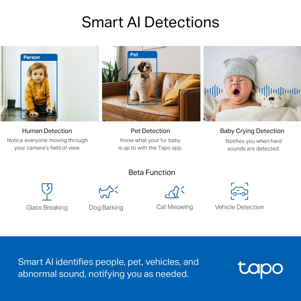 Tapo TC72 Pan/Tilt AI Home Security Wi-Fi Camera – Smart Indoor Surveillance Camera with Motion Tracking