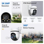 Tapo C530WS Outdoor Pan/Tilt Security Wi-Fi Camera – 3K Smart 5MP 360° AI Surveillance Camera with Color Night Vision
