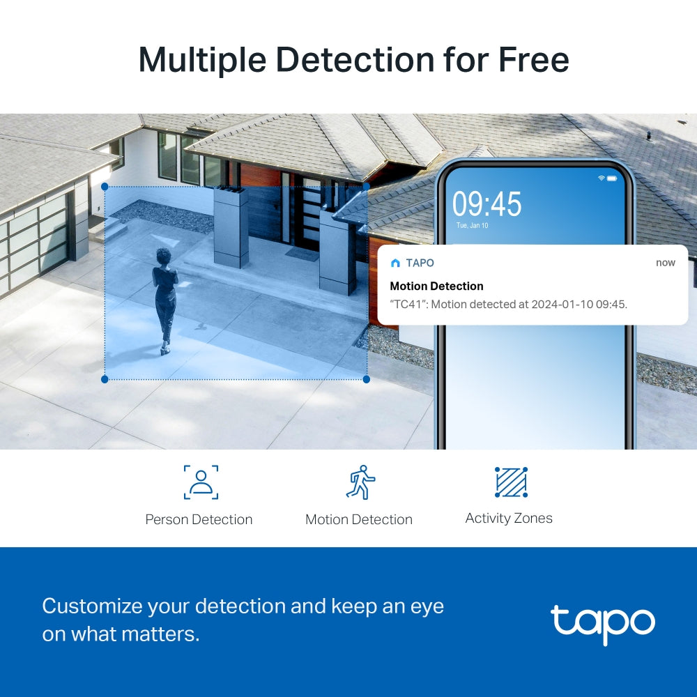 Tapo TC41 Outdoor Pan/Tilt Security WiFi Camera – 360° Smart WiFi Surveillance Camera with Motion Tracking & Night Vision