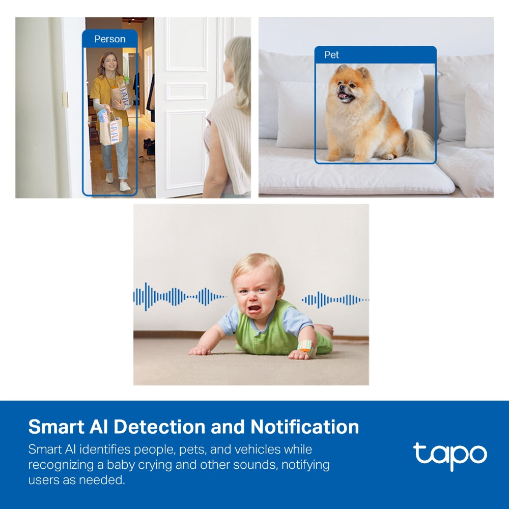 Tapo C125 AI Home Security Wi-Fi Camera – 2K QHD Smart Indoor Camera with 140° Wide View, AI Detection, Privacy Shutter & Color Night Vision