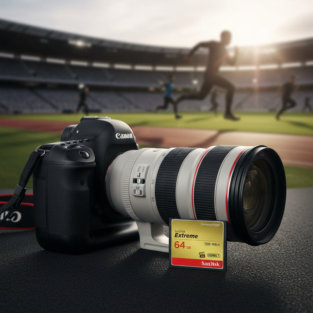 SanDisk Extreme CompactFlash memory card for DSLR photography.

64GB 128GB