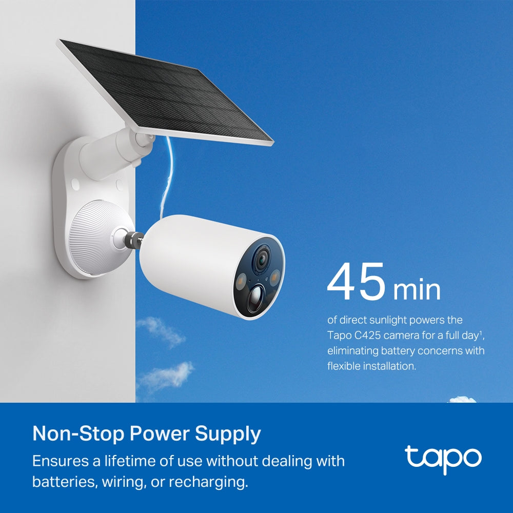 Tapo C425 KIT Solar-Powered Security Camera Kit – 2K QHD Wireless Outdoor Smart Camera with AI Detection & Color Night Vision
