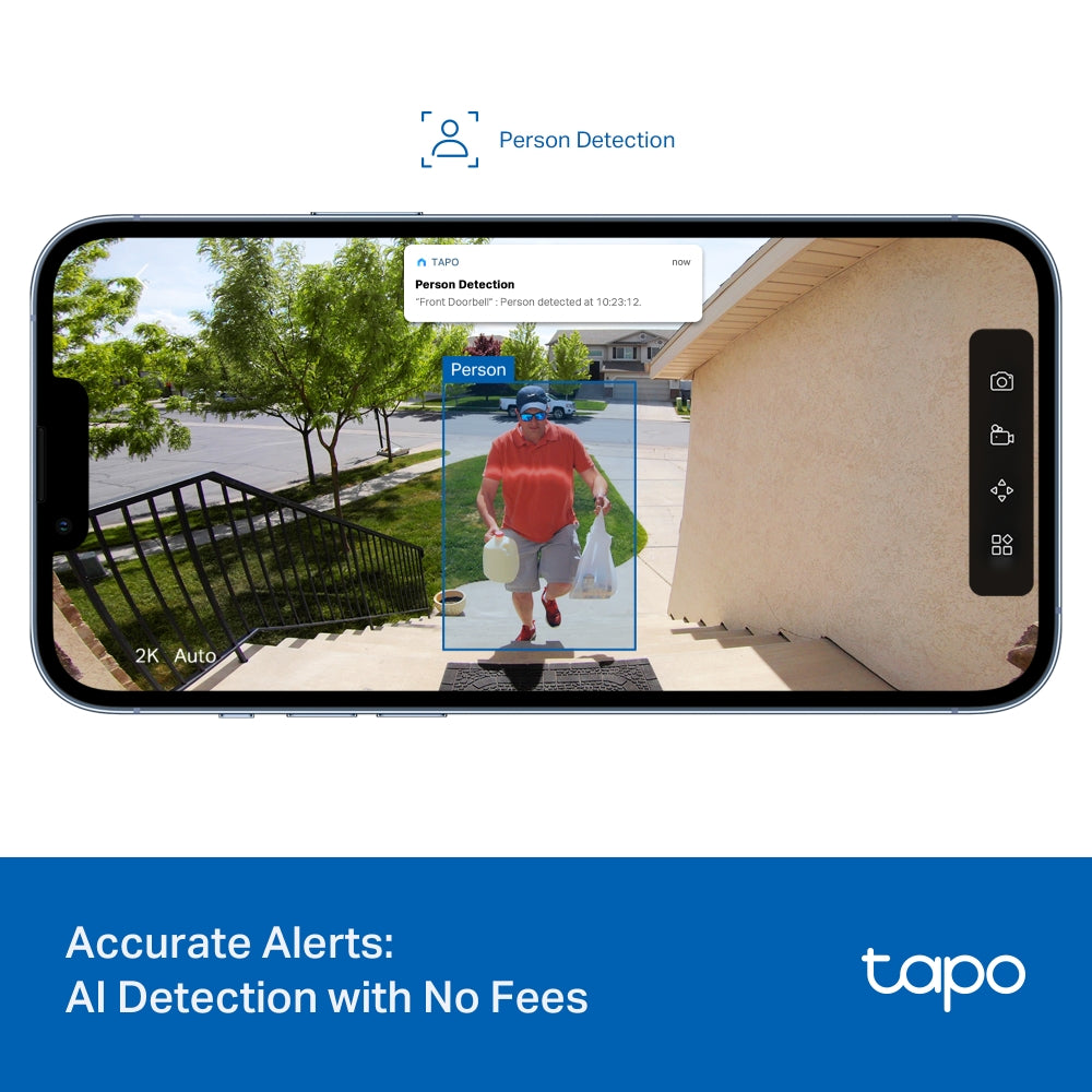 Tapo D205 2K Battery Video Doorbell – Wireless Smart Wi-Fi Door Camera with Motion Detection & App Alerts