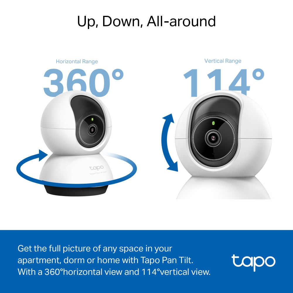 Tapo TC74 Pan/Tilt AI Home Security Wi-Fi Camera – Smart Motion Tracking Indoor Surveillance Camera