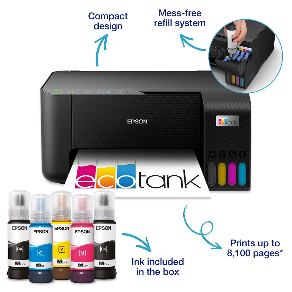 Epson EcoTank L3250 Ink Tank Printer – Wireless All-in-One Printer with Scanner, Copier & Ultra-Low-Cost Printing