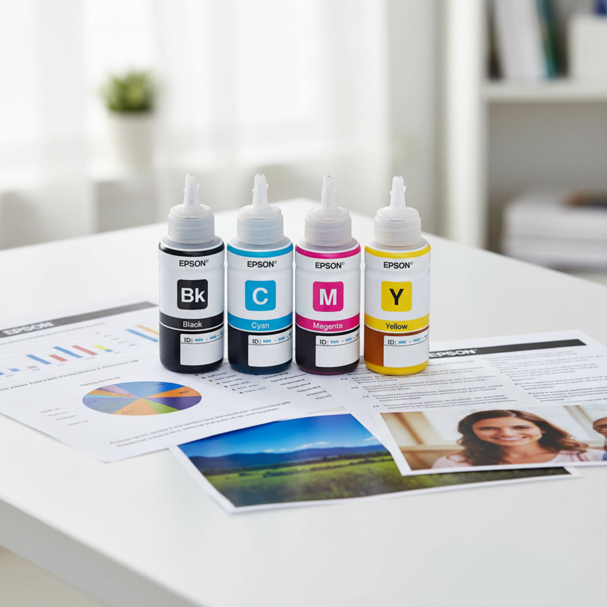 Epson T664 ink bottle set of 4 colors 70ml original EcoTank refill ink

Black Cyan Magenta Yellow