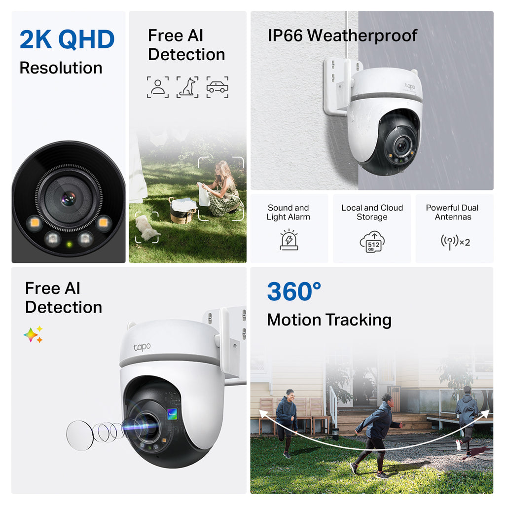 Tapo TC42 Outdoor Pan/Tilt Security Wi-Fi Camera – 360° Smart WiFi Surveillance Camera with Motion Tracking & Night Vision