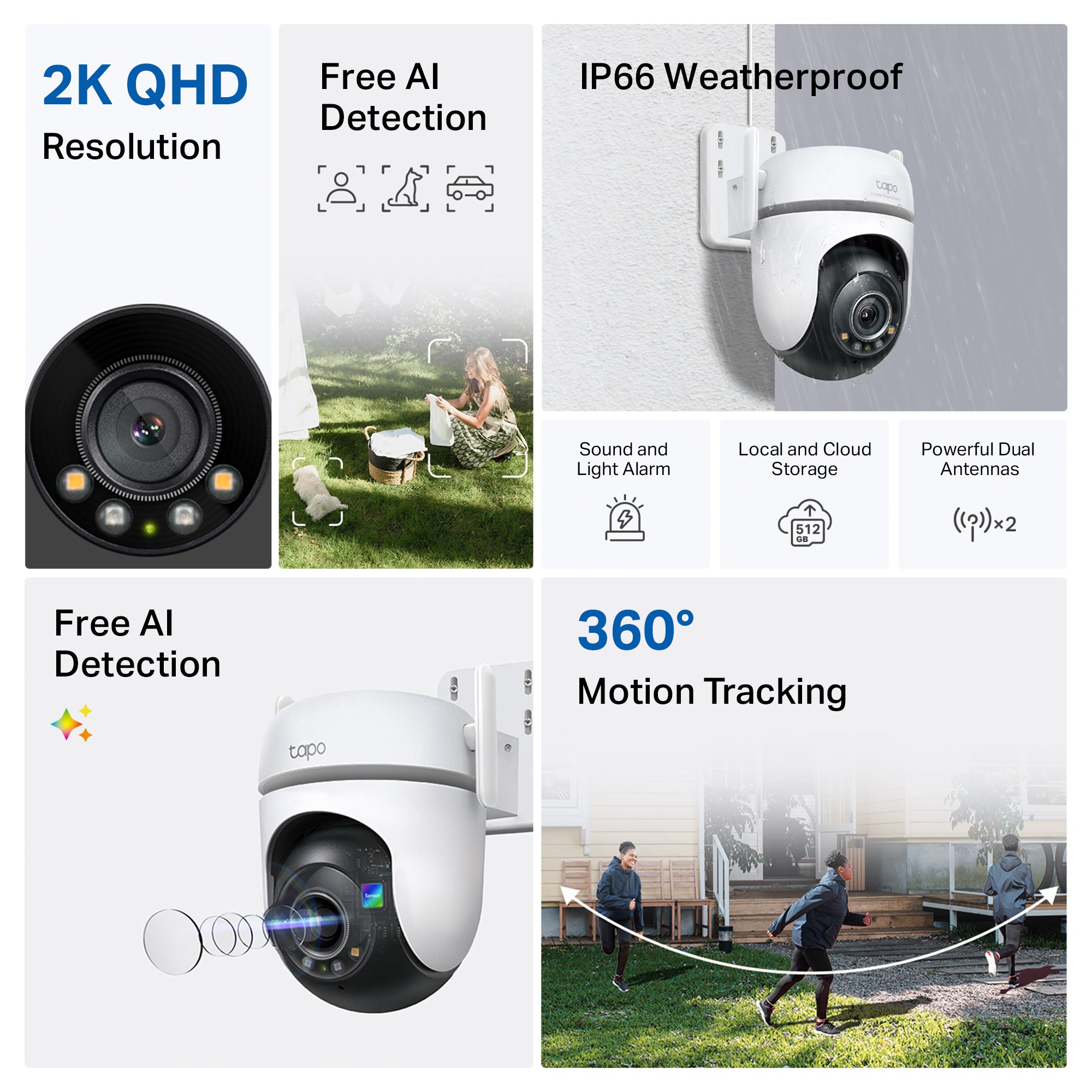 Tapo TC42 Outdoor Pan/Tilt Security Wi-Fi Camera – 360° Smart WiFi Surveillance Camera with Motion Tracking & Night Vision