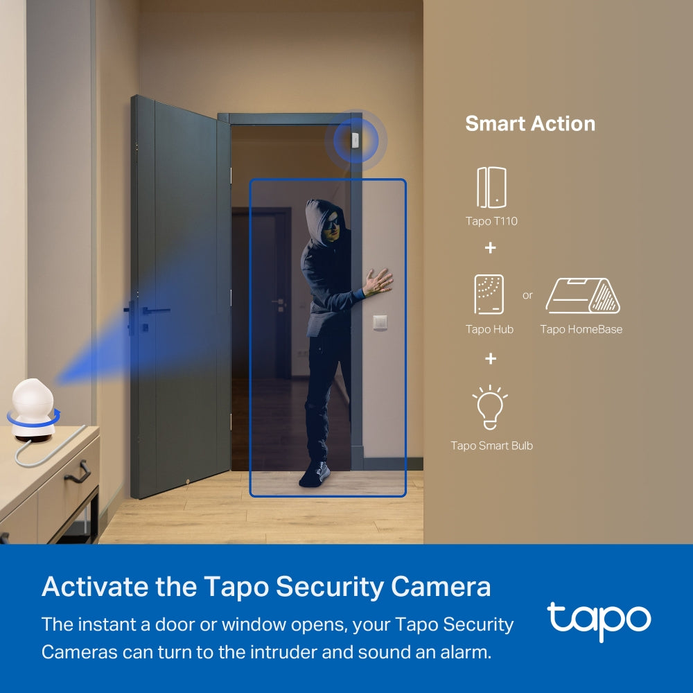 Tapo T110 Smart Contact Sensor – Door & Window Security Sensor with Real-Time Monitoring & Instant Alerts