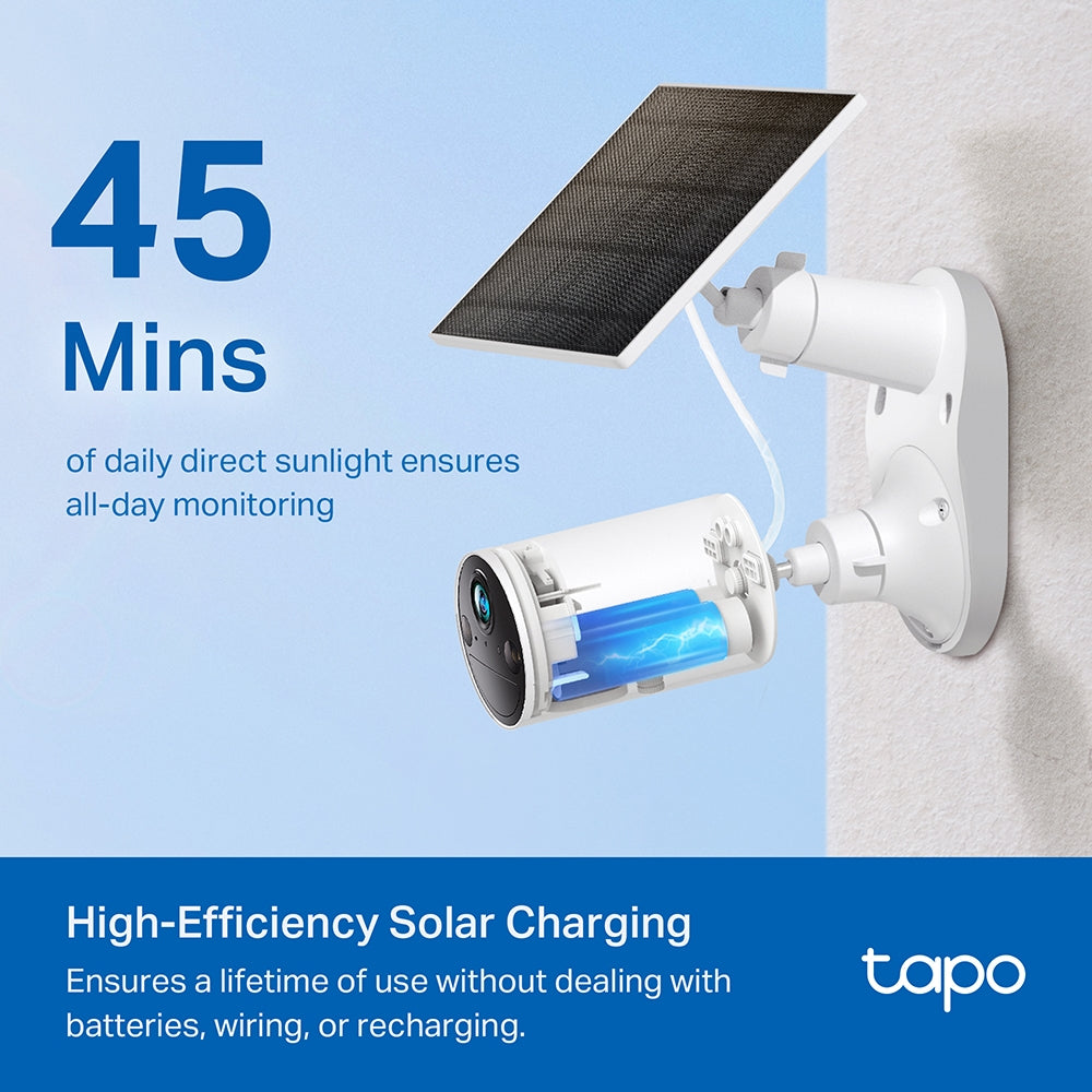 Tapo A201 Solar Panel – Flexible Outdoor Solar Charging Panel for Tapo Battery Cameras with Endless Power & Weatherproof Design