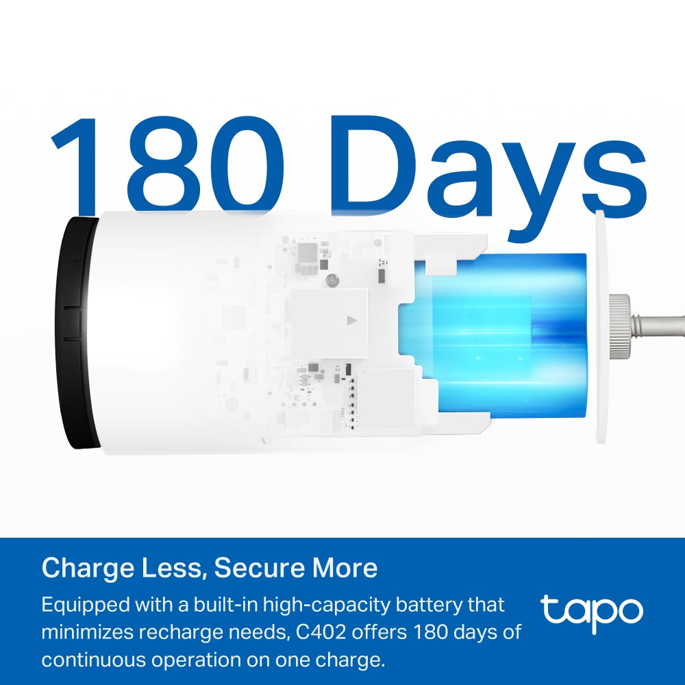 Tapo C402 Smart Wire-Free Indoor/Outdoor Security Camera – 1080p Battery-Powered Wi-Fi