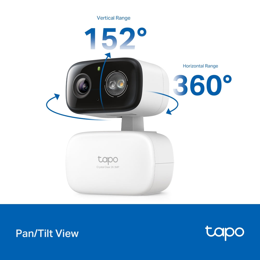 Tapo C216 Indoor/Outdoor Home Security Wi-Fi Camera – 2K 3MP Smart Pan/Tilt Camera with AI Detection, Color Night Vision, 360° Coverage & IP65 Weatherproof Design