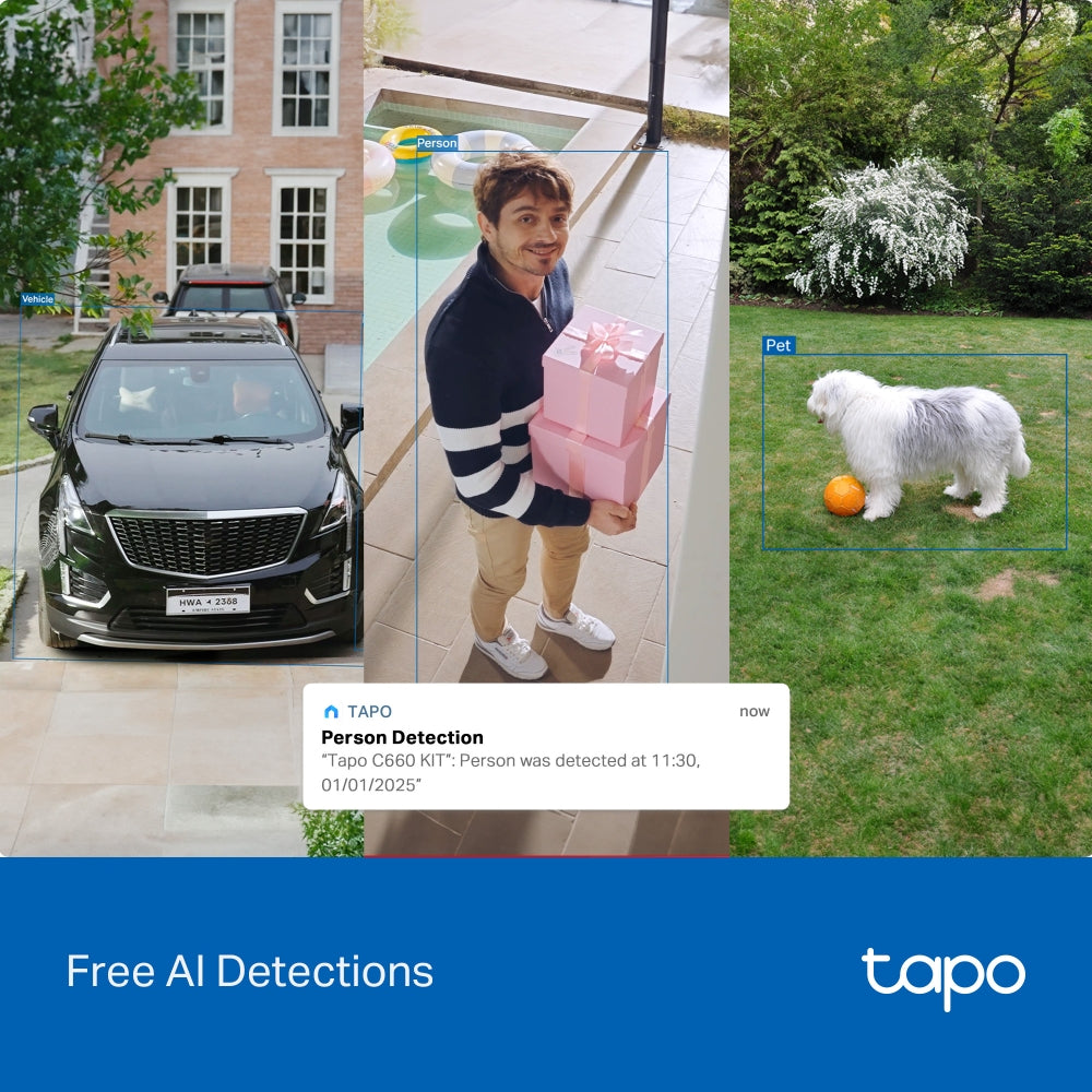 Tapo C660 KIT Solar-Powered Pan/Tilt Security Camera – 4K Wi-Fi Outdoor Smart Camera with AI Tracking & Solar Charging