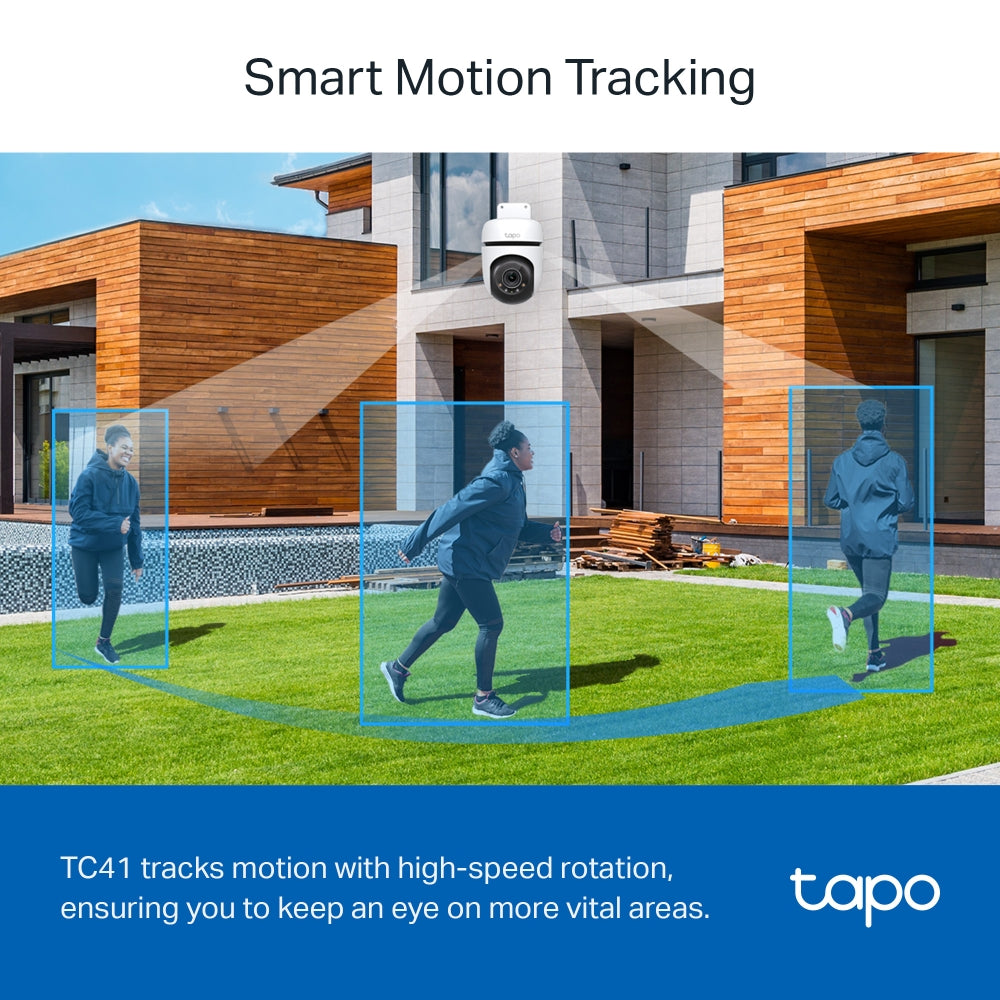 Tapo TC41 Outdoor Pan/Tilt Security WiFi Camera – 360° Smart WiFi Surveillance Camera with Motion Tracking & Night Vision