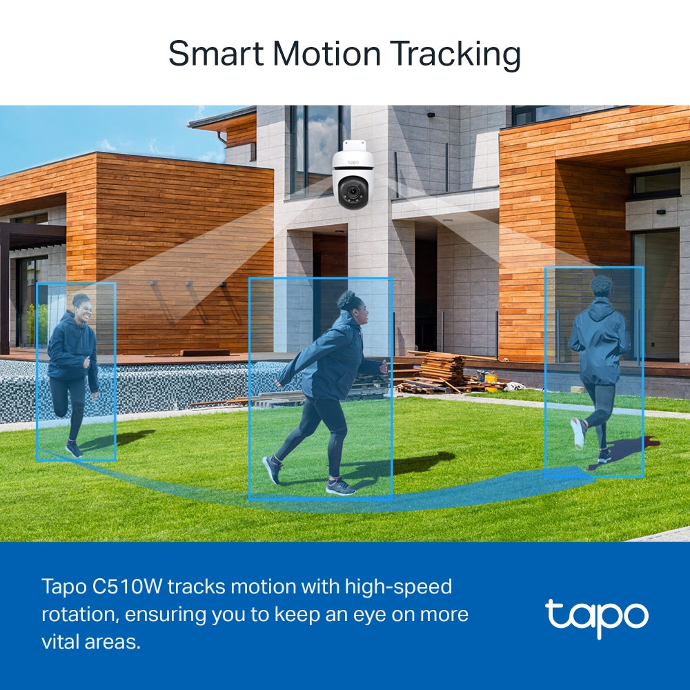 Tapo C510W Outdoor Pan/Tilt Security Wi-Fi Camera – 2K Smart Surveillance Camera with 360° Coverage, Color Night Vision & AI Detection