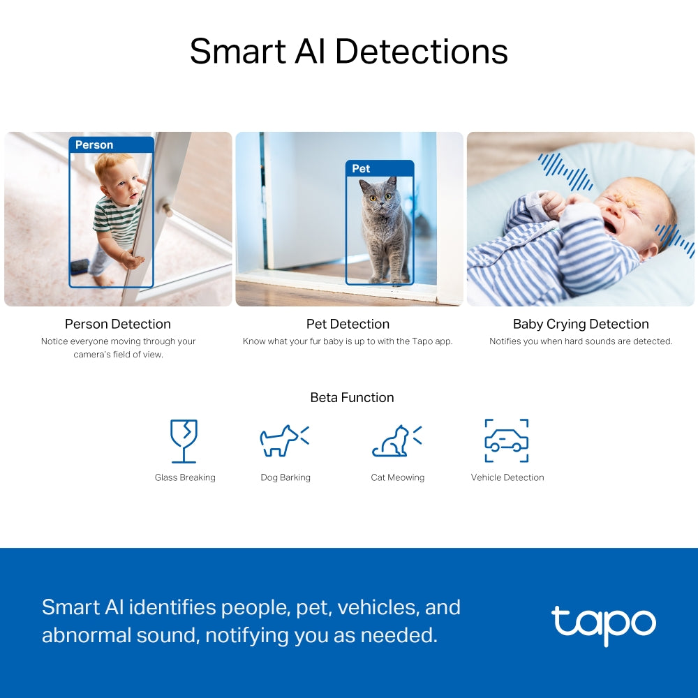 Tapo TC74 Pan/Tilt AI Home Security Wi-Fi Camera – Smart Motion Tracking Indoor Surveillance Camera