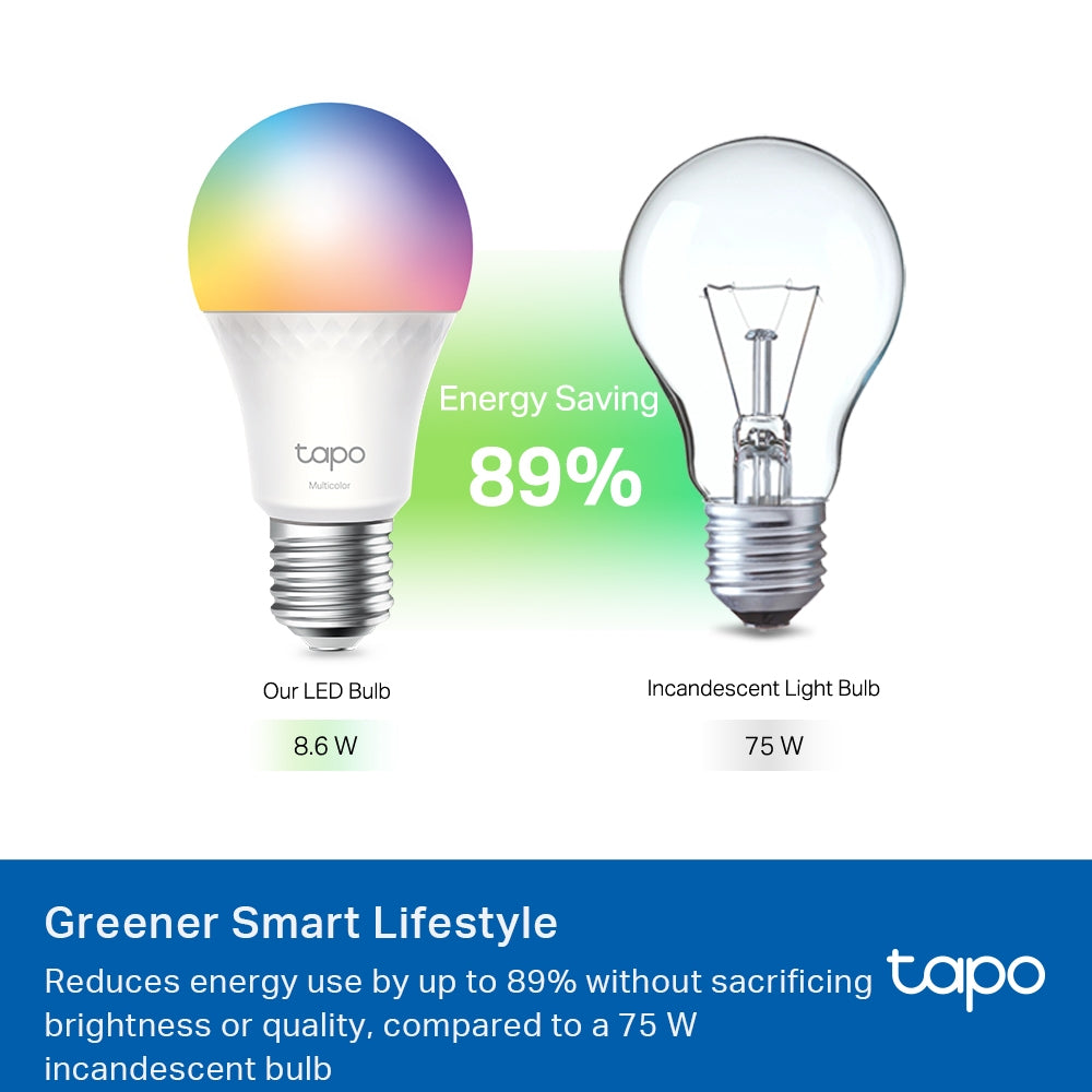 Tapo L535E Smart WiFi Light Bulb – Multicolor RGB Dimmable LED Bulb with App & Voice Control