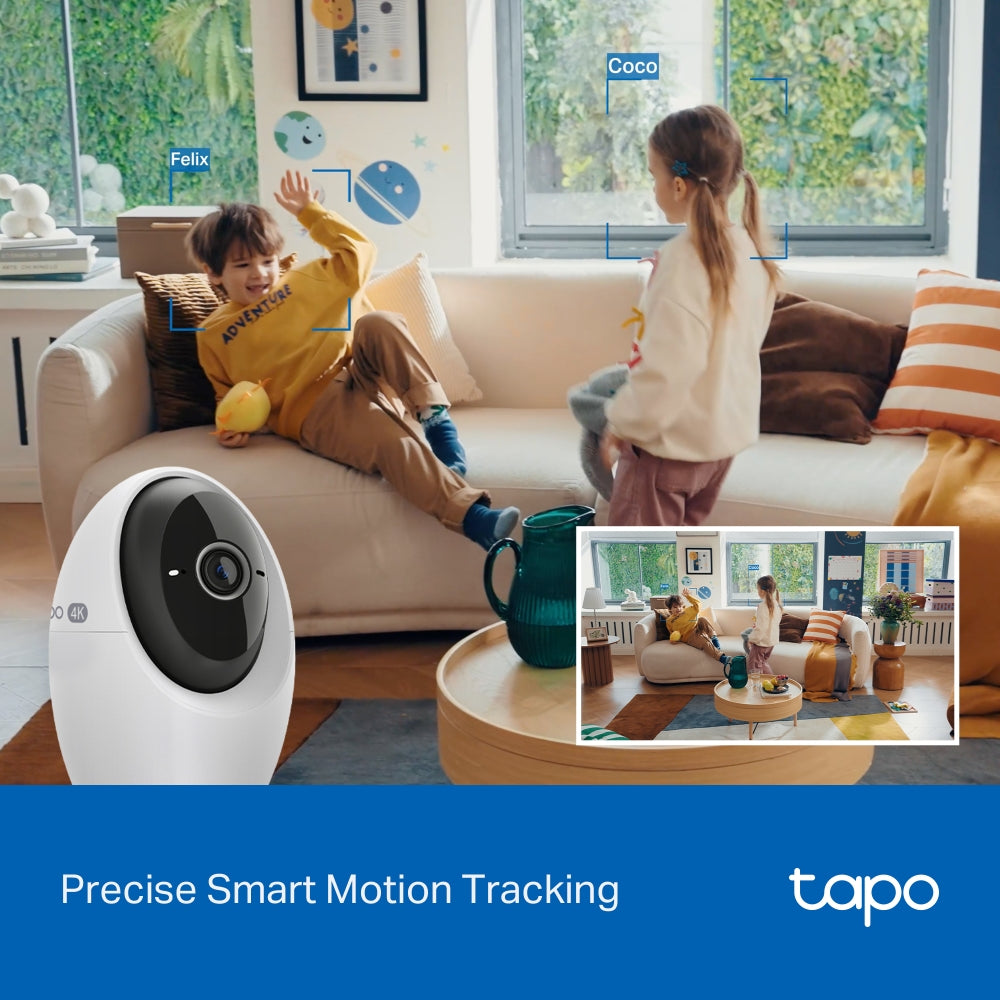 Tapo C260 Pan/Tilt AI Home Security Wi-Fi Camera – 4K 8MP Smart Indoor Camera with Face Recognition, 360° Coverage, Color Night Vision & Privacy Mode