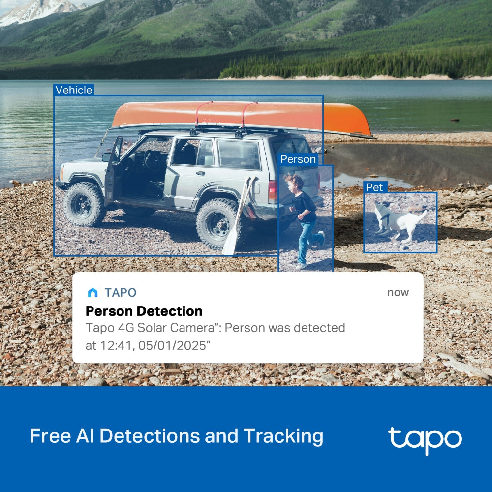 Tapo C615G KIT Solar-Powered Pan/Tilt 4G LTE Security Camera Kit – Wireless Outdoor Smart Surveillance Camera with AI Detection
