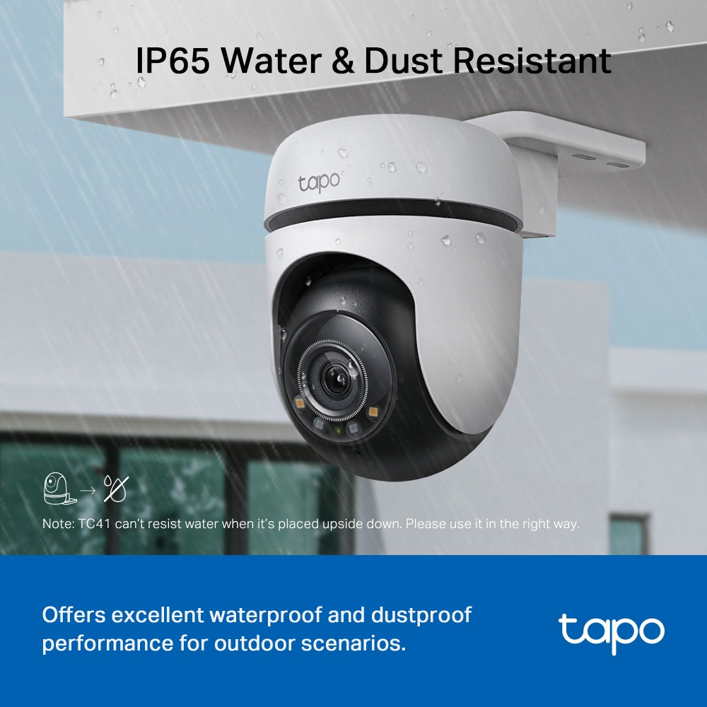 Tapo TC41 Outdoor Pan/Tilt Security WiFi Camera – 360° Smart WiFi Surveillance Camera with Motion Tracking & Night Vision