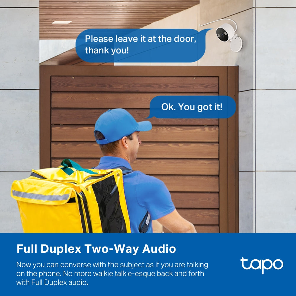 Tapo C120 Indoor/Outdoor Home Security Wi-Fi Camera – 2K QHD Smart Camera with Color Night Vision, AI Detection, IP66 Weatherproof Design & Two-Way Audio