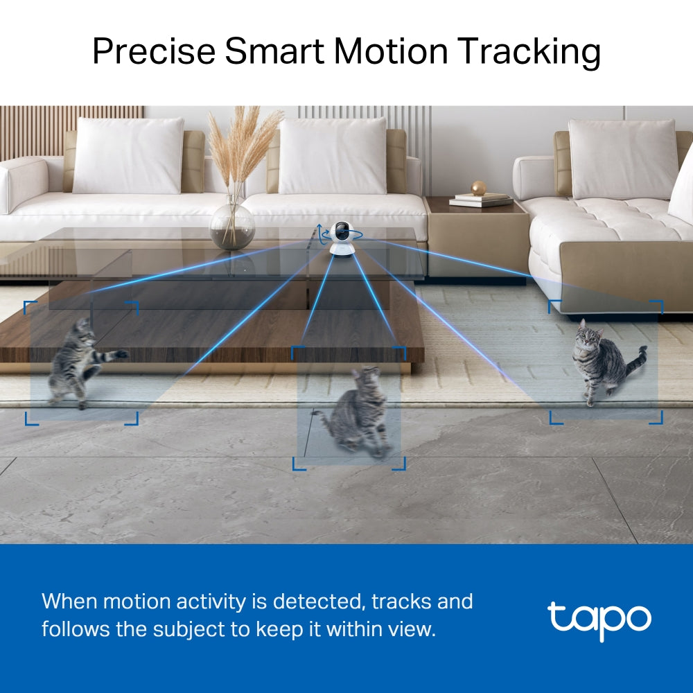 Tapo C220 Pan/Tilt AI Home Security Wi-Fi Camera – 2K 4MP Smart Indoor Camera with 360° Coverage, AI Detection, Motion Tracking & Night Vision