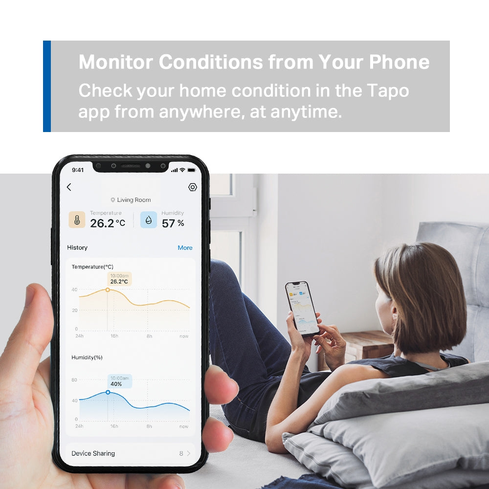 Tapo T310 Smart Temperature & Humidity Sensor – WiFi Climate Monitor with App Alerts