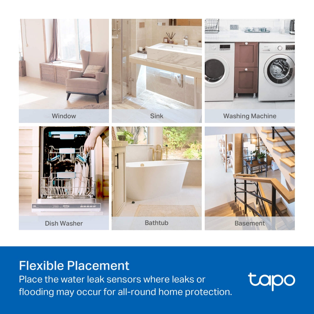 Tapo T300 Smart Water Leak Sensor – Wi-Fi Water Leak Detector with 90dB Alarm, Instant App Alerts & IP67 Waterproof Protection