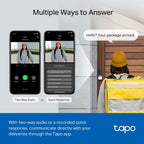 Tapo D230S1 Smart Battery Video Doorbell – Wireless Wi-Fi Door Camera with 2K Video & Motion Detection