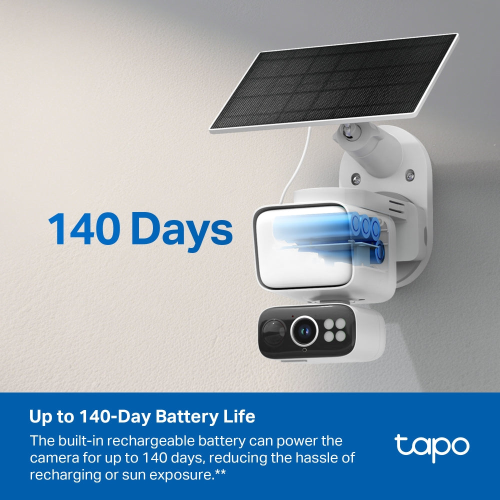 Tapo C615F KIT Solar-Powered Floodlight Pan/Tilt Security Camera Kit – 4G LTE Outdoor Smart Camera with Floodlight & AI Detection