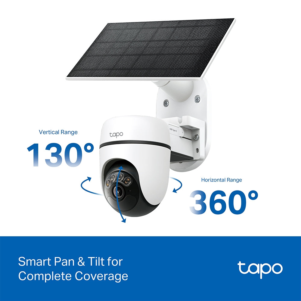 Tapo C610 KIT Solar-Powered Pan/Tilt Security Camera Kit – 2K Smart Outdoor Wi-Fi Camera with Solar Charging, Motion Tracking & Night Vision