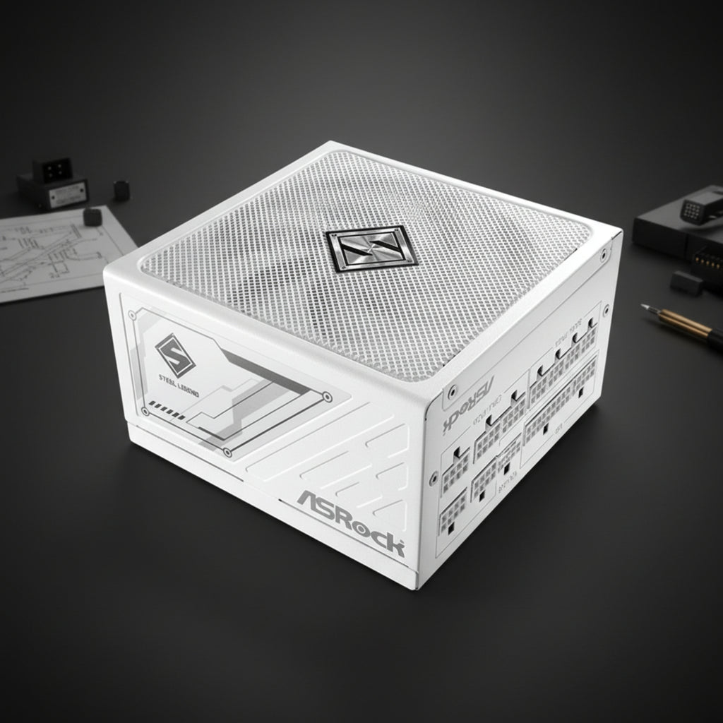 ASRock SL-850GW power supply unit Steel Legend design studio shot