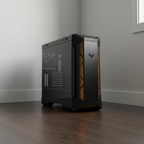 ASUS TUF GT501 gaming case placed in a clean corner of a real room.