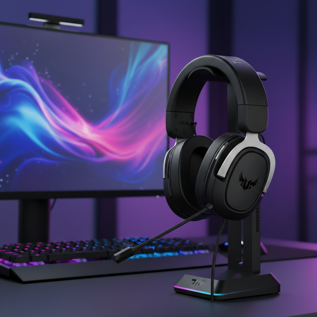 ASUS TUF Gaming H3 wired gaming headset with 50mm drivers, unidirectional microphone, and 3.5mm multi-platform connectivity