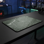 ASUS TUF Gaming P3 cloth mouse pad on a premium gaming desk with a modern RGB gaming room background.