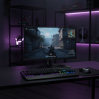 ASUS TUF Gaming VG259Q3A 24.5 inch Full HD IPS gaming monitor with 180Hz refresh rate, 1ms response time and Adaptive-Sync technology displayed in a modern gaming desk setup.